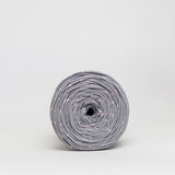 Polka Grey: Reclaimed T-Shirt Fabric Yarn